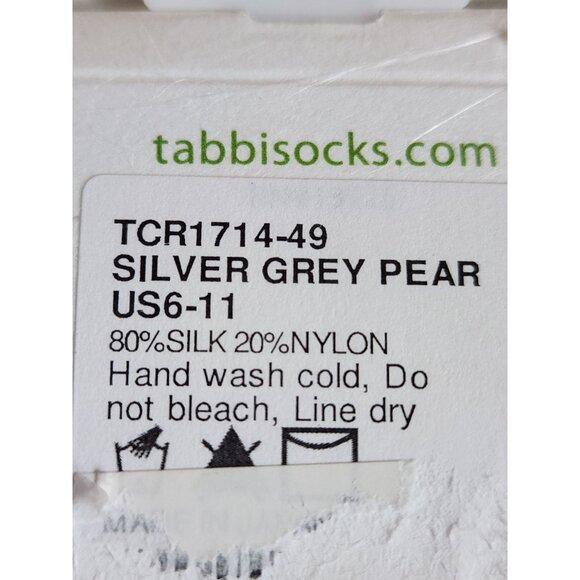Tabbisocks Silver Grey & Pear Crew Socks US6-11 80% Silk Lightweight & Soft - Picture 3 of 3